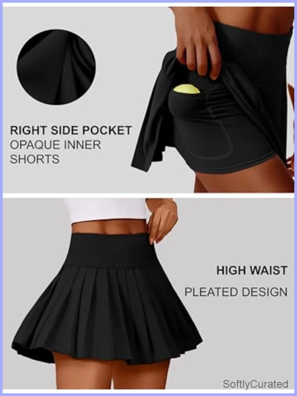 Pleated Tennis Skirt with Inner Shorts, High Waist, Quick Dry, UV Protection